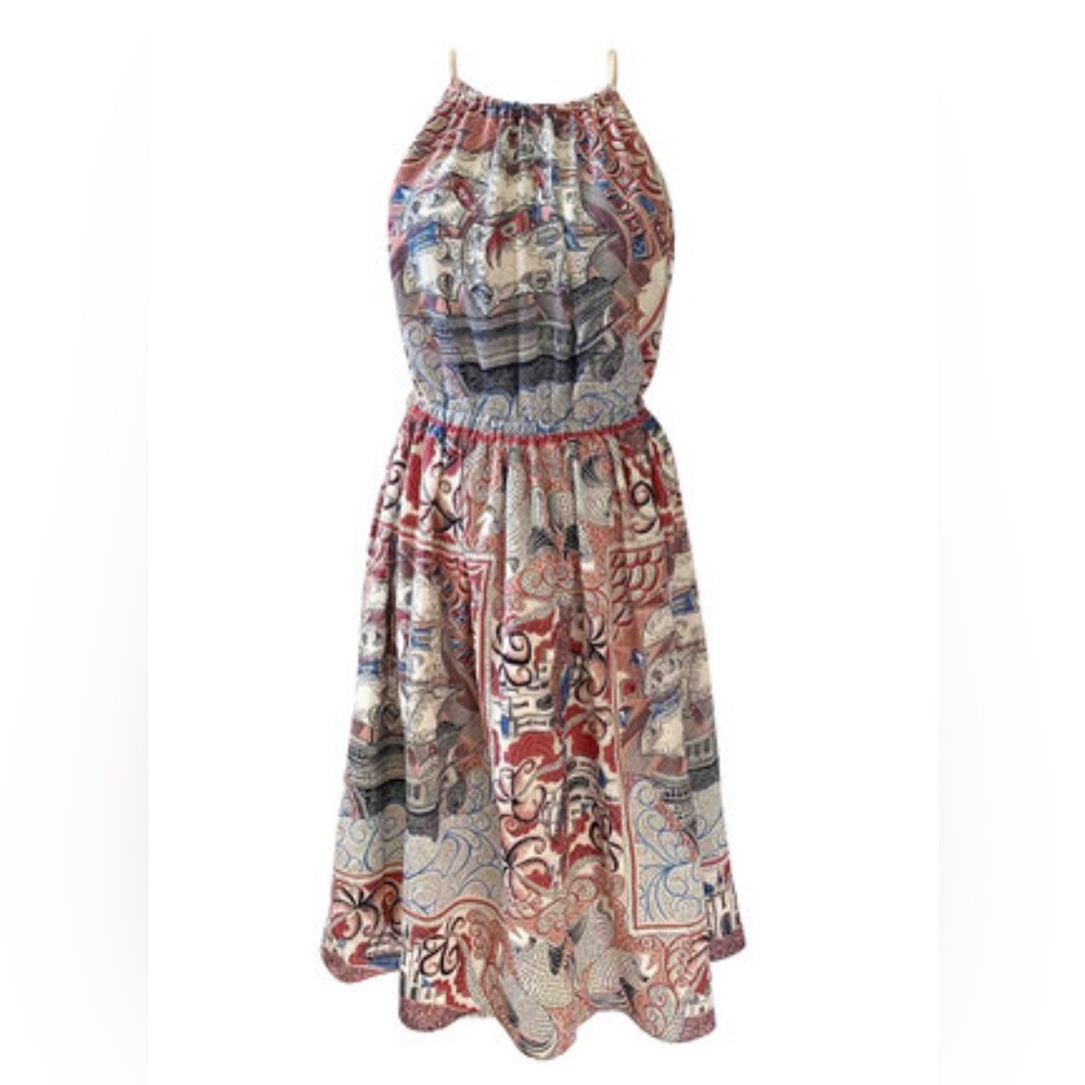 Anthropologie Floreat Castle Lake Dress Large Mini Nautical Sleeveless Rope Neck - Picture 4 of 17
